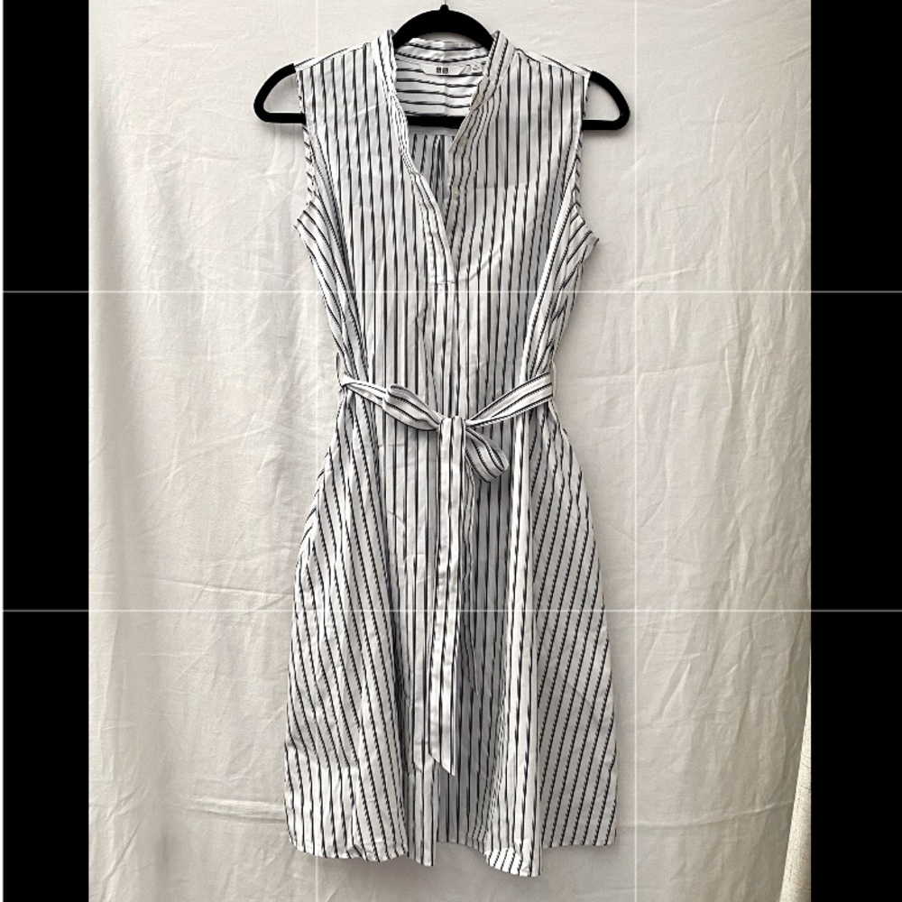 Uniqlo Woven Tie Waist Shirt Dress